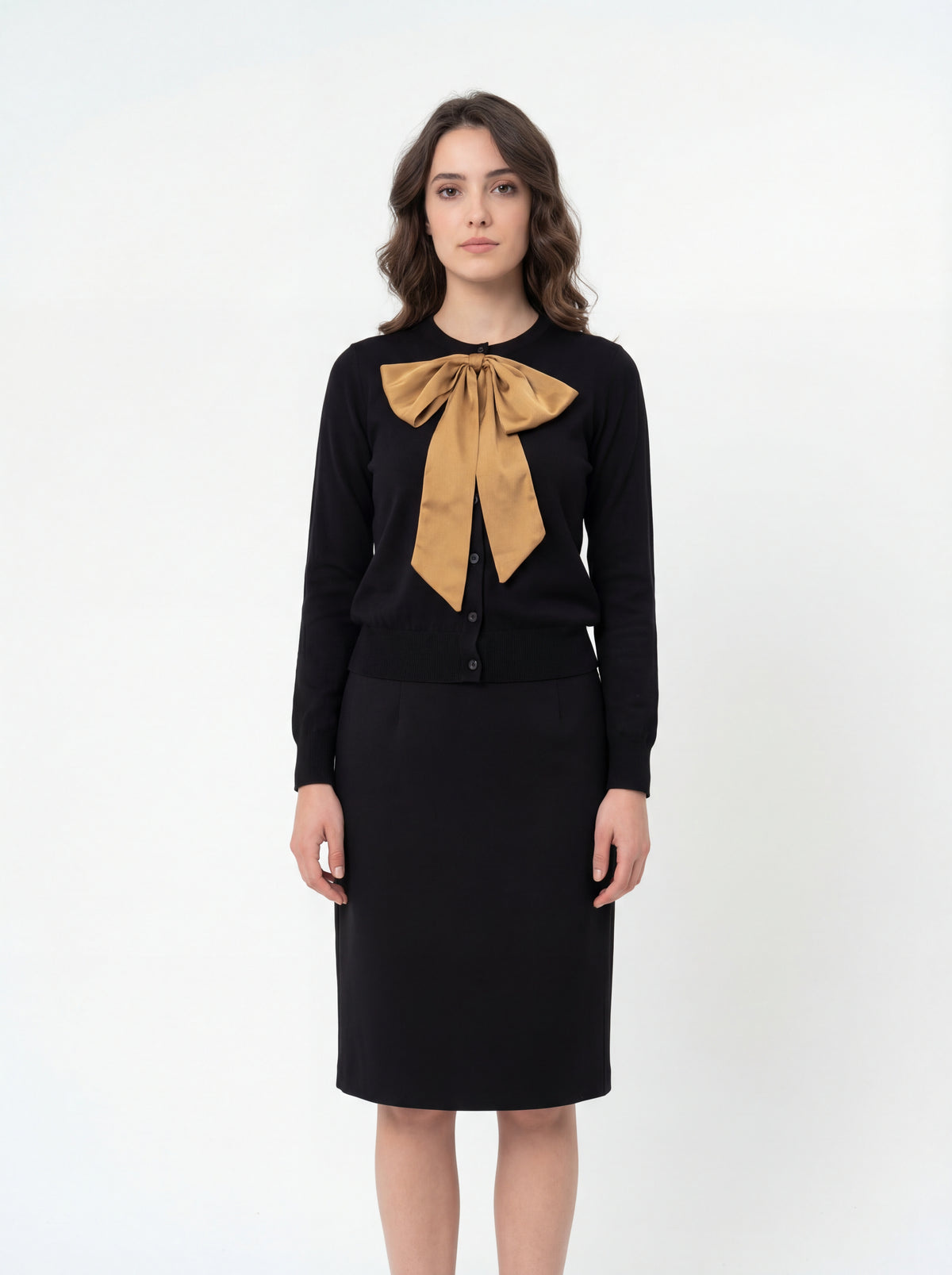 SATIN BOW CHENILLE + Mossaic Pencil Skirt - 09