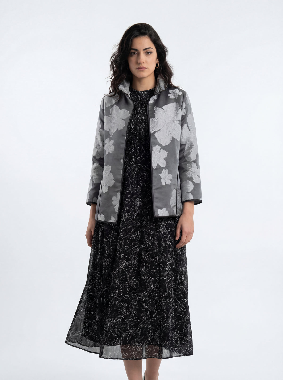 Black Floral Midi + IC Collection Charcoal Wi - 08
