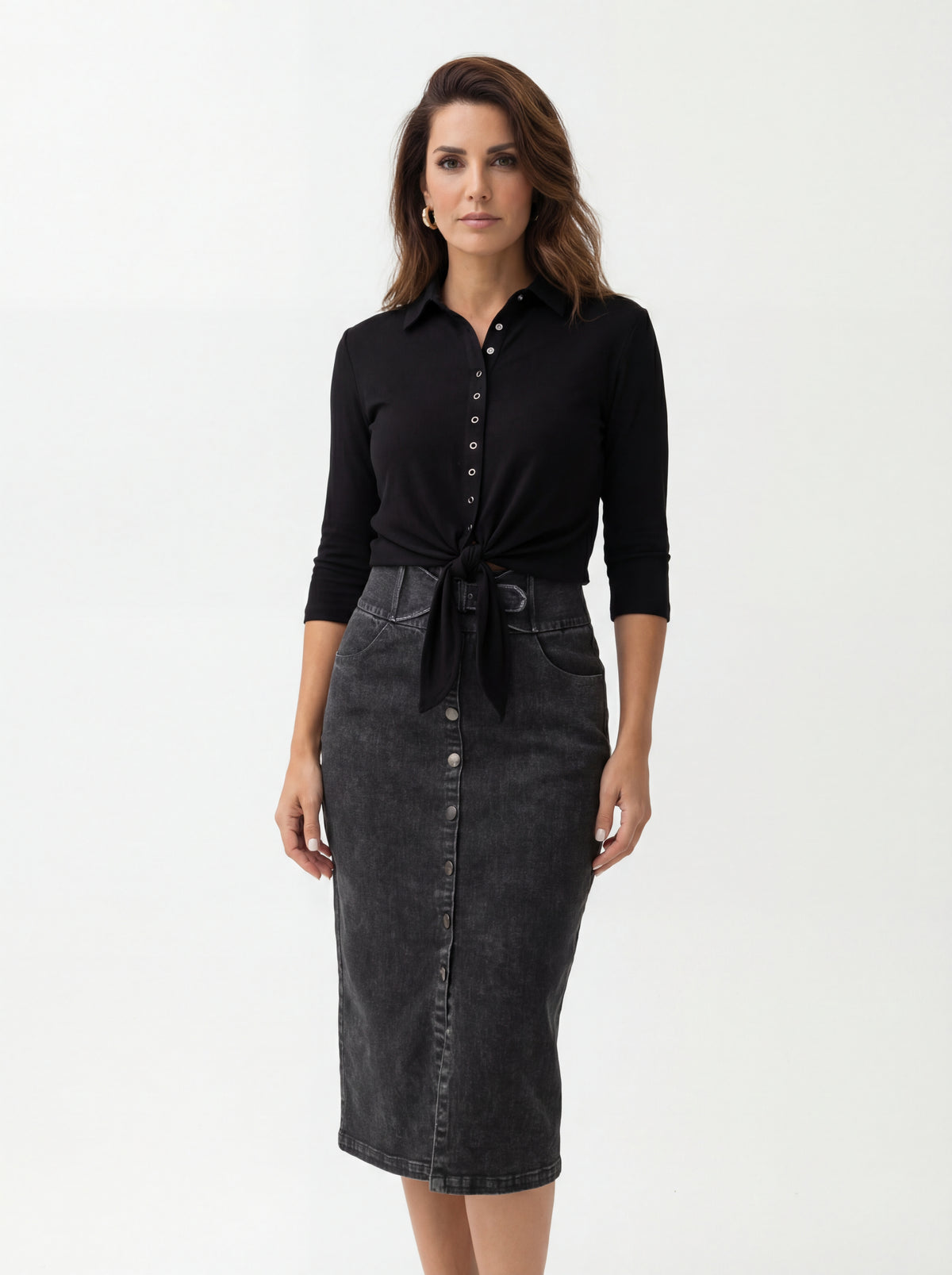 Lunella Orion Shirt + Black Denim Skirt - 09