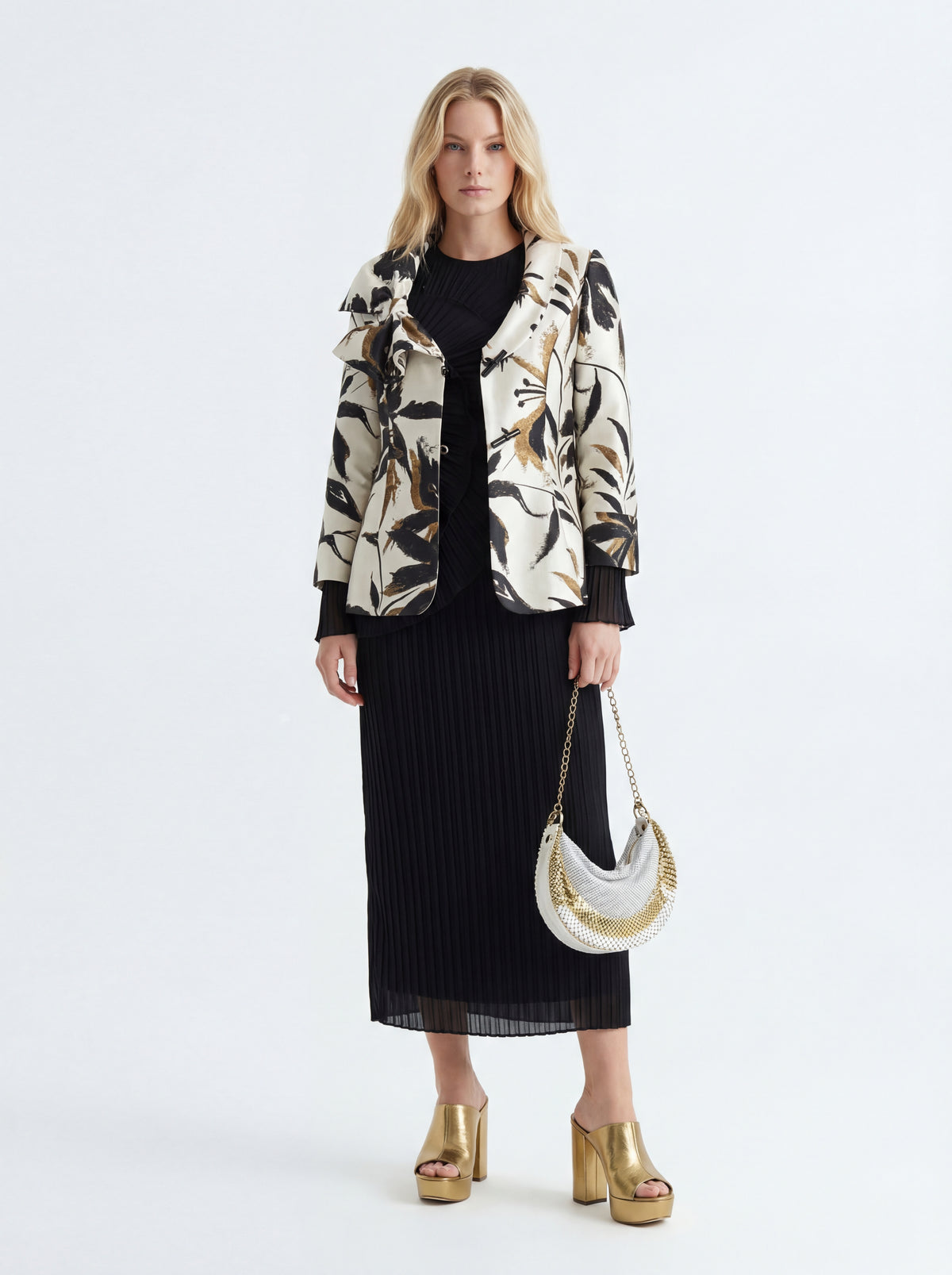 Marilu Gold Open + Black Maxi Gown + IC COLLECTION Jacket 7766 + Madison Maison ™ Laura - 04