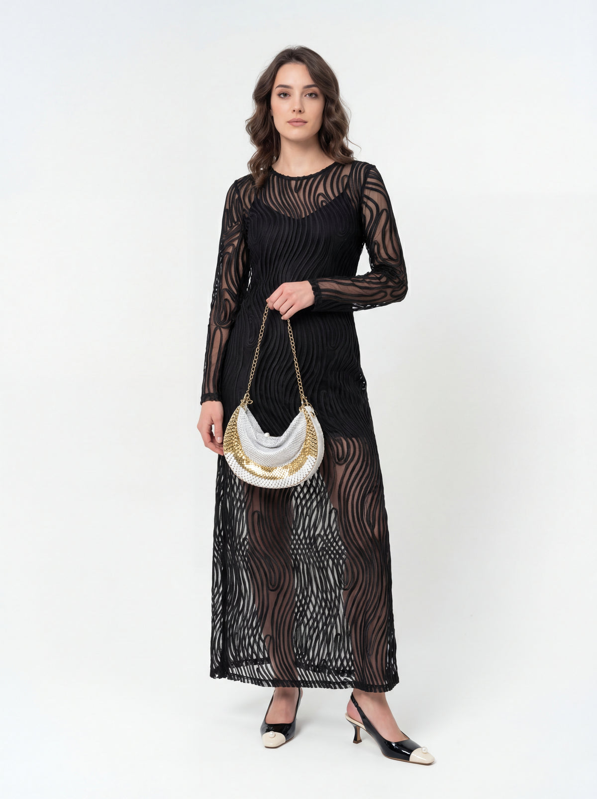 Navy/Off White Sling + Top + Dressy Pleated Skirt + Frank Lyman Jacket 244636 + Madison Maison ™ Laura - 05