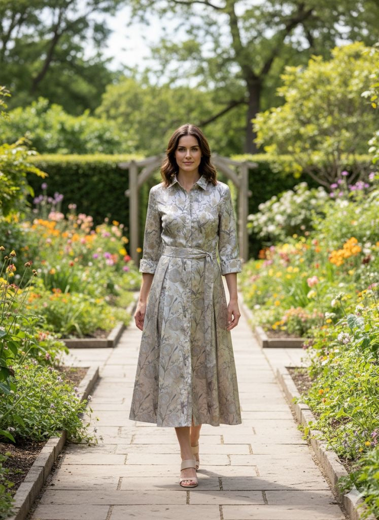 Silverleaf Bloom Midi Dress