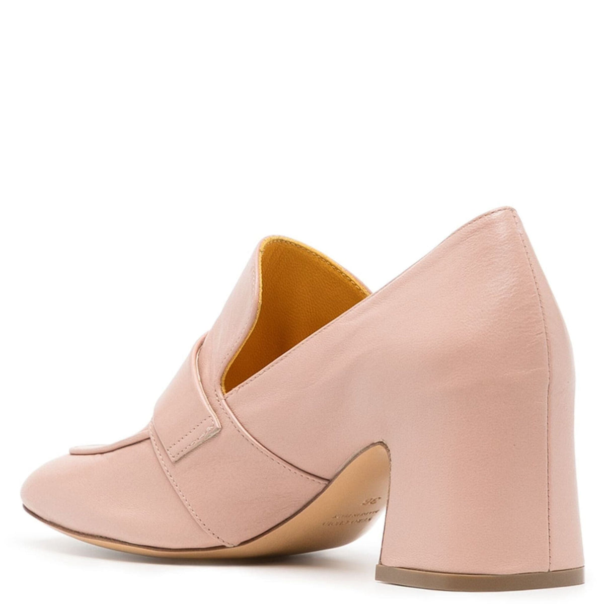 Light Pink Leather Lock Heel Loafer