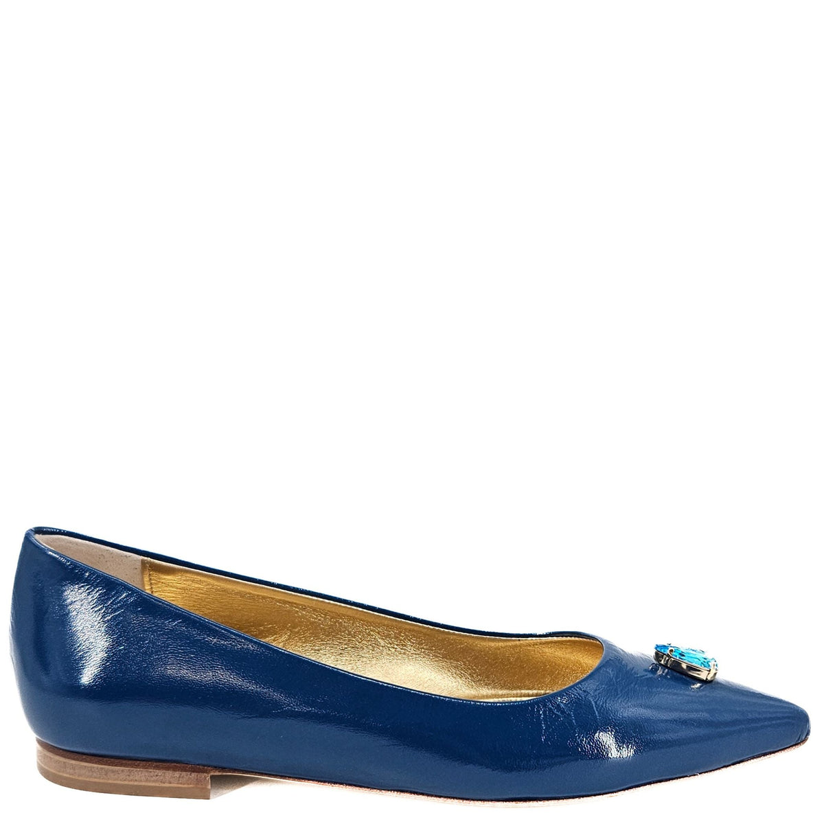 Maira Blue Pointy Ballet With Jewel