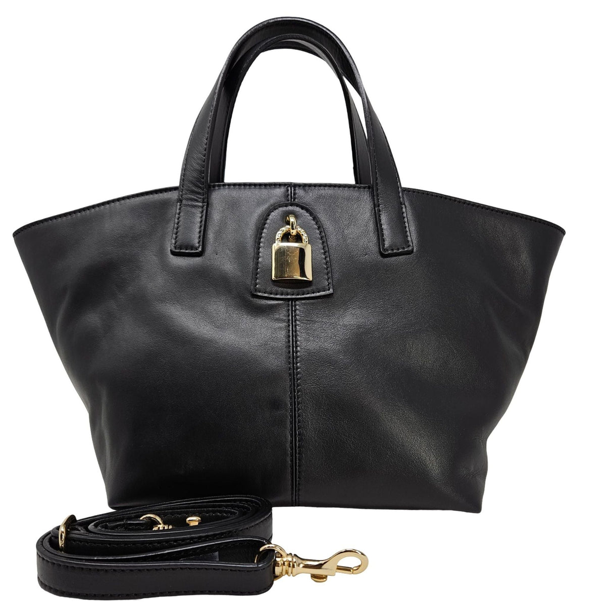 Madison Maison x Joan Hornig Black Leather Lock Tote Bag