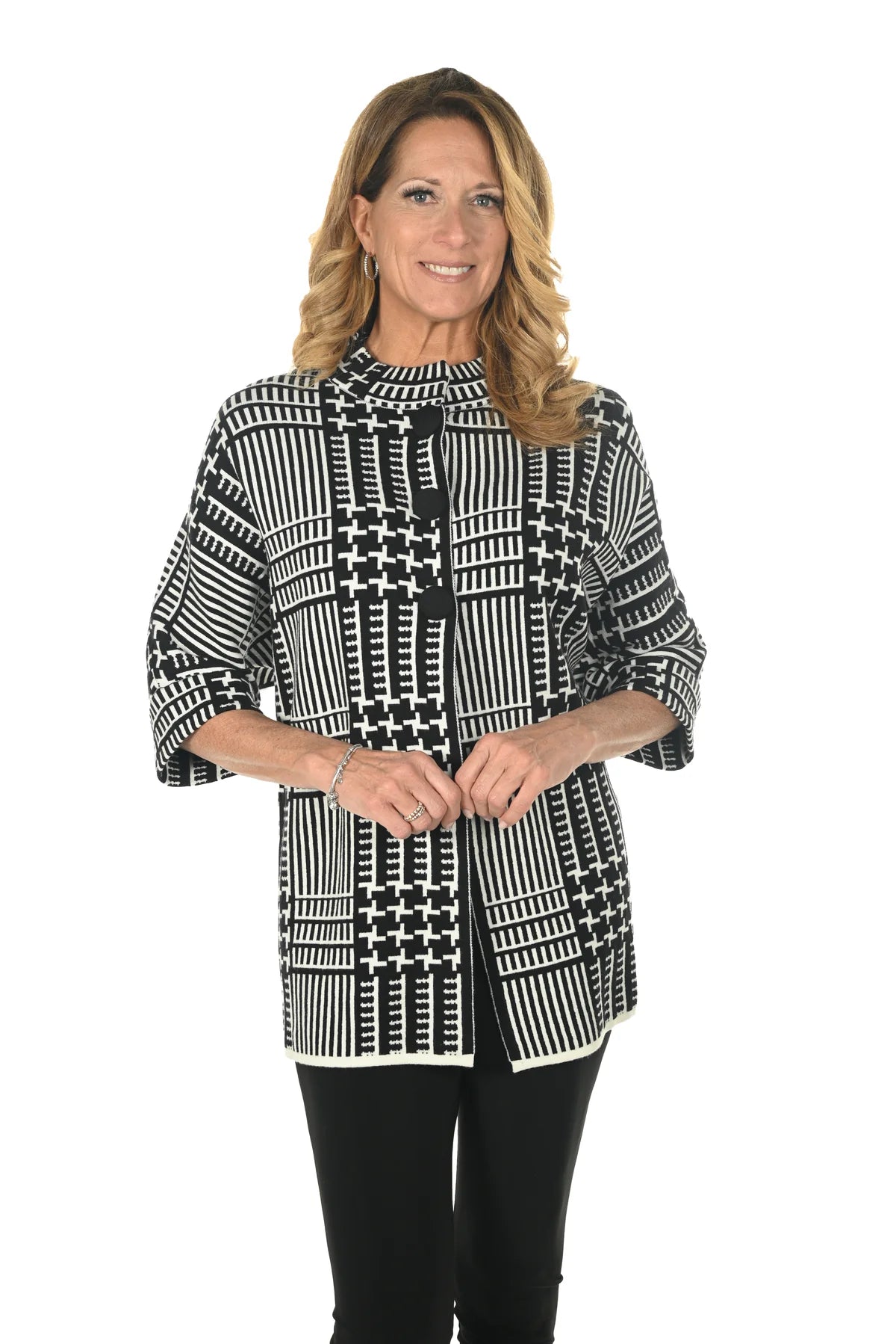 Frank Lyman Black/White Knit Jacket 234107U