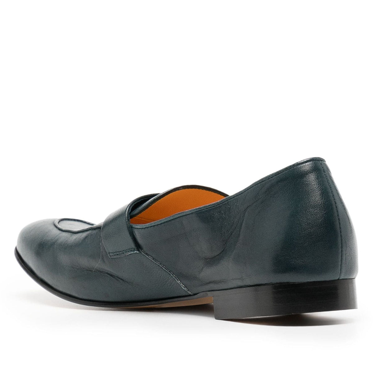 Teal Leather Lock Flat Loafer