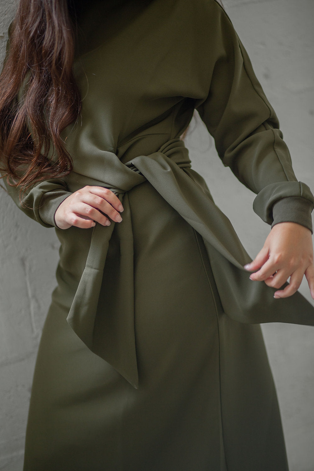 Olive Tie Waist Dress
