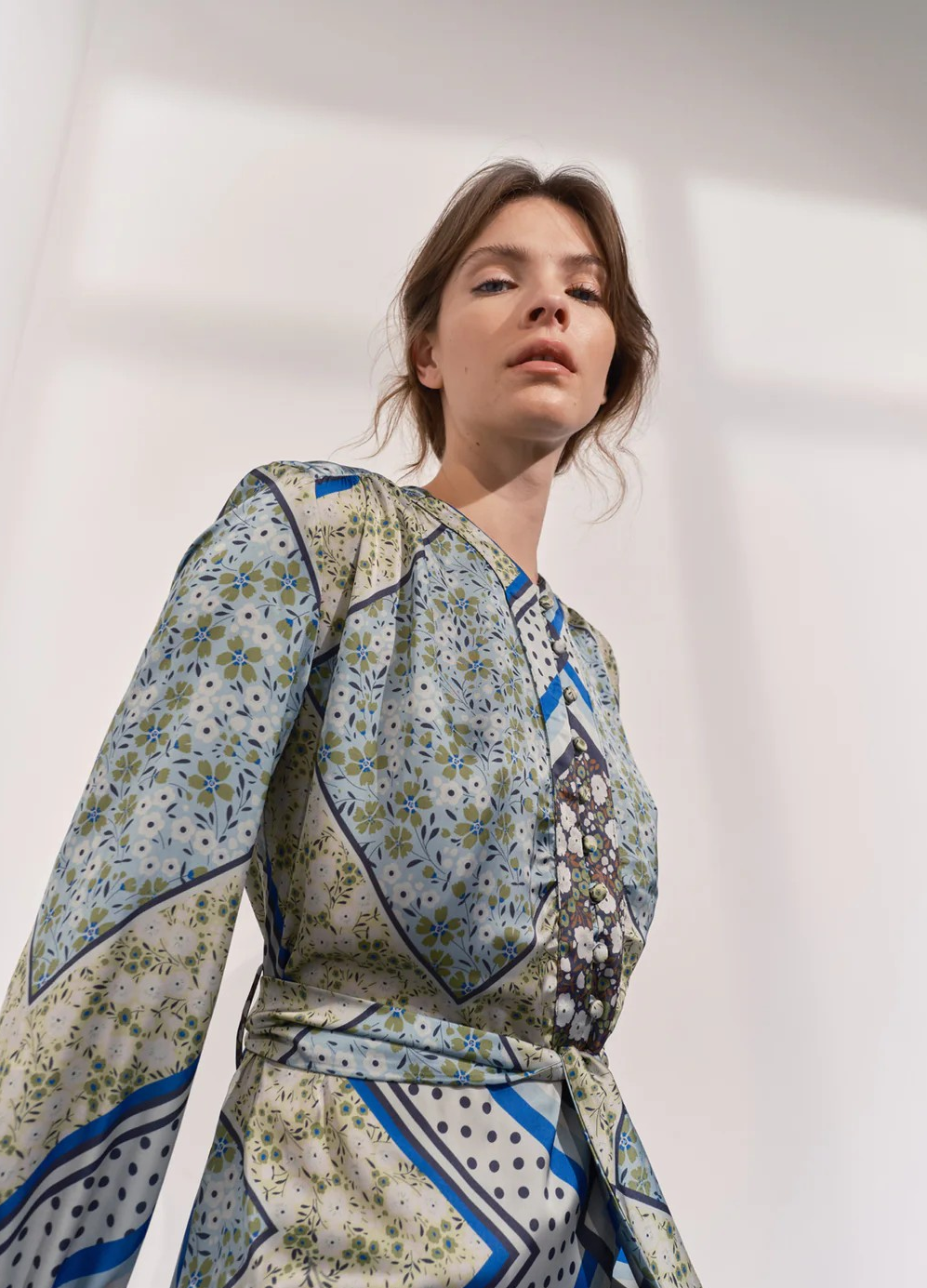 Alida Green Scarf Print Maxi Dress