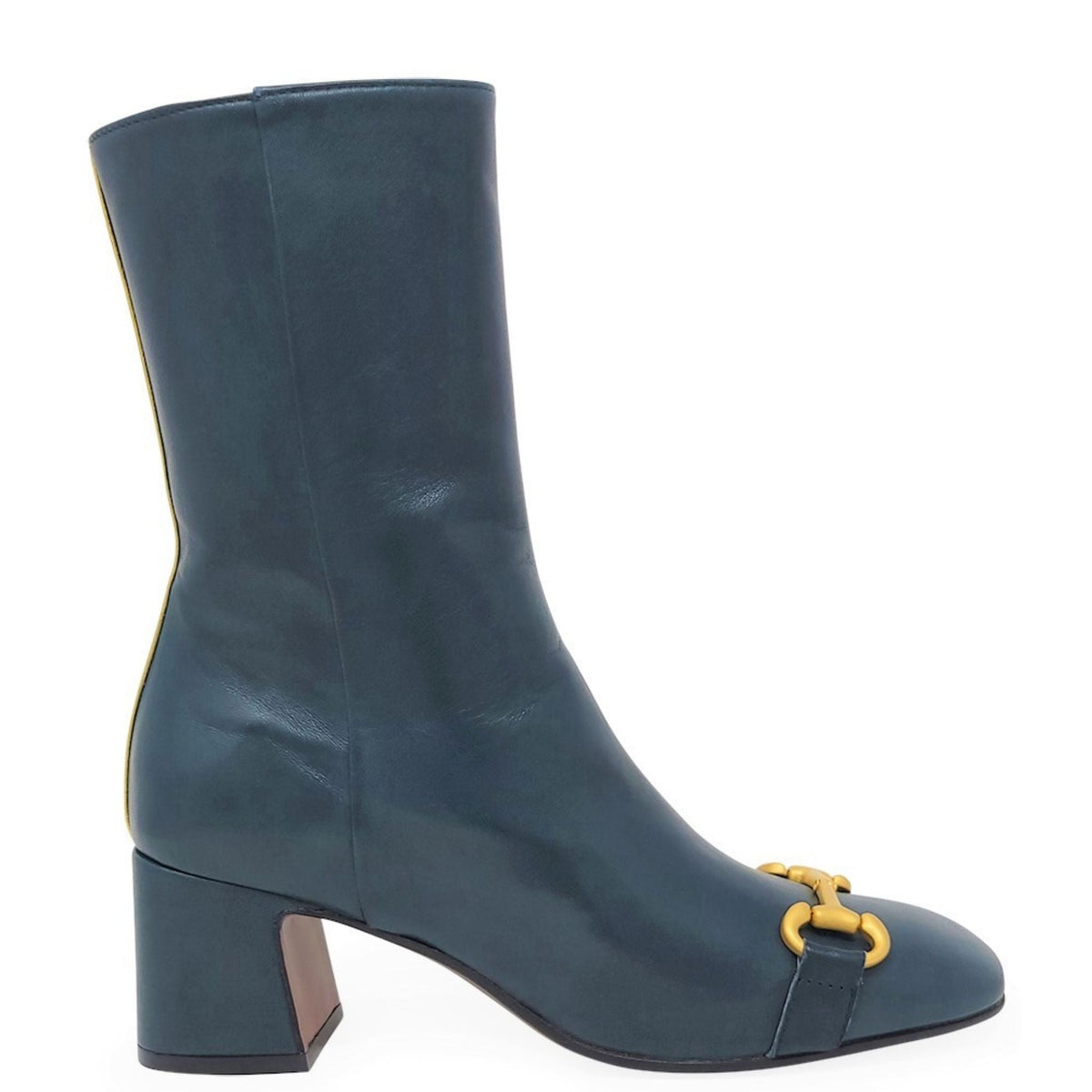 Teal Leather Back Stripe Boot