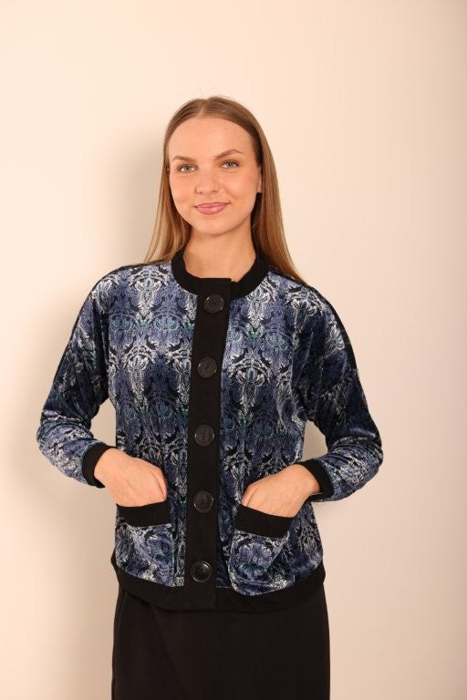 Blue Velvet Print Top