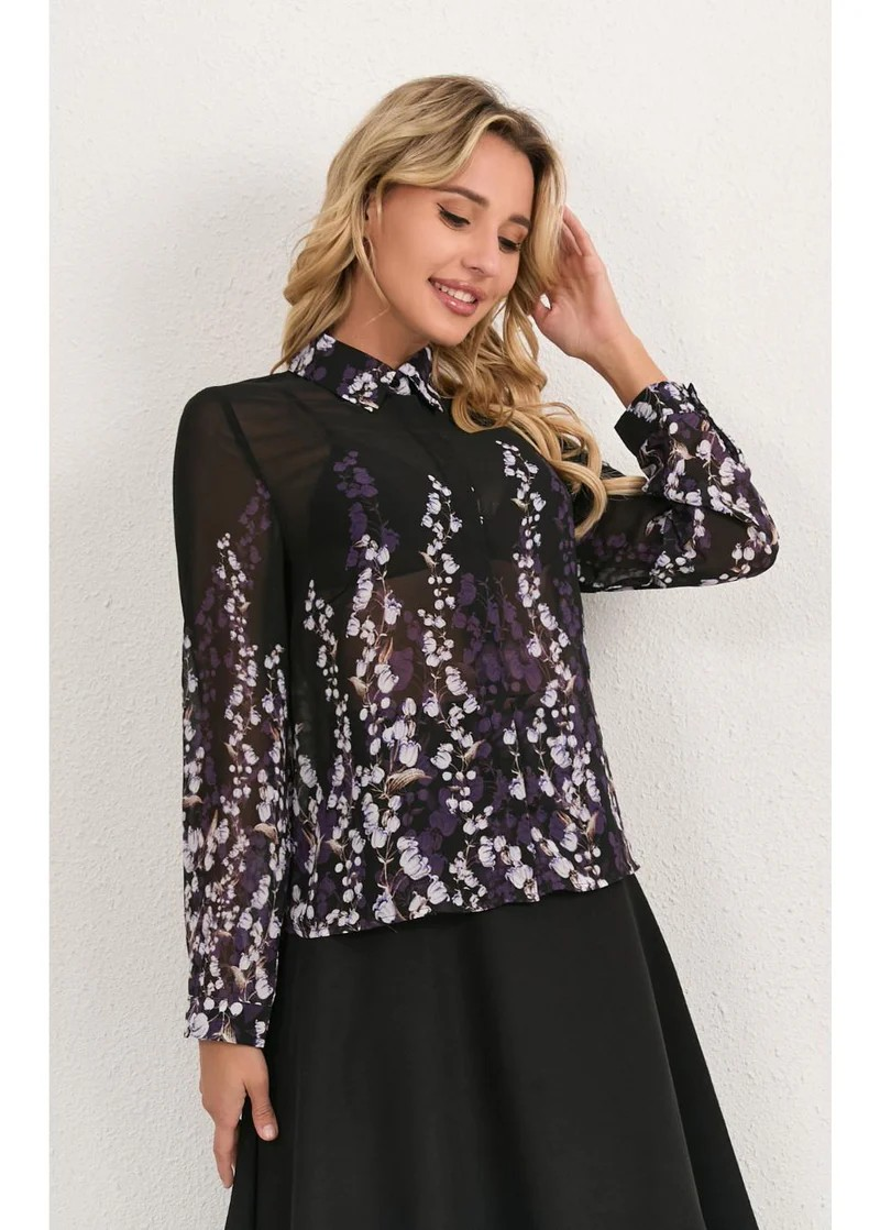 Violet Floral Blouse