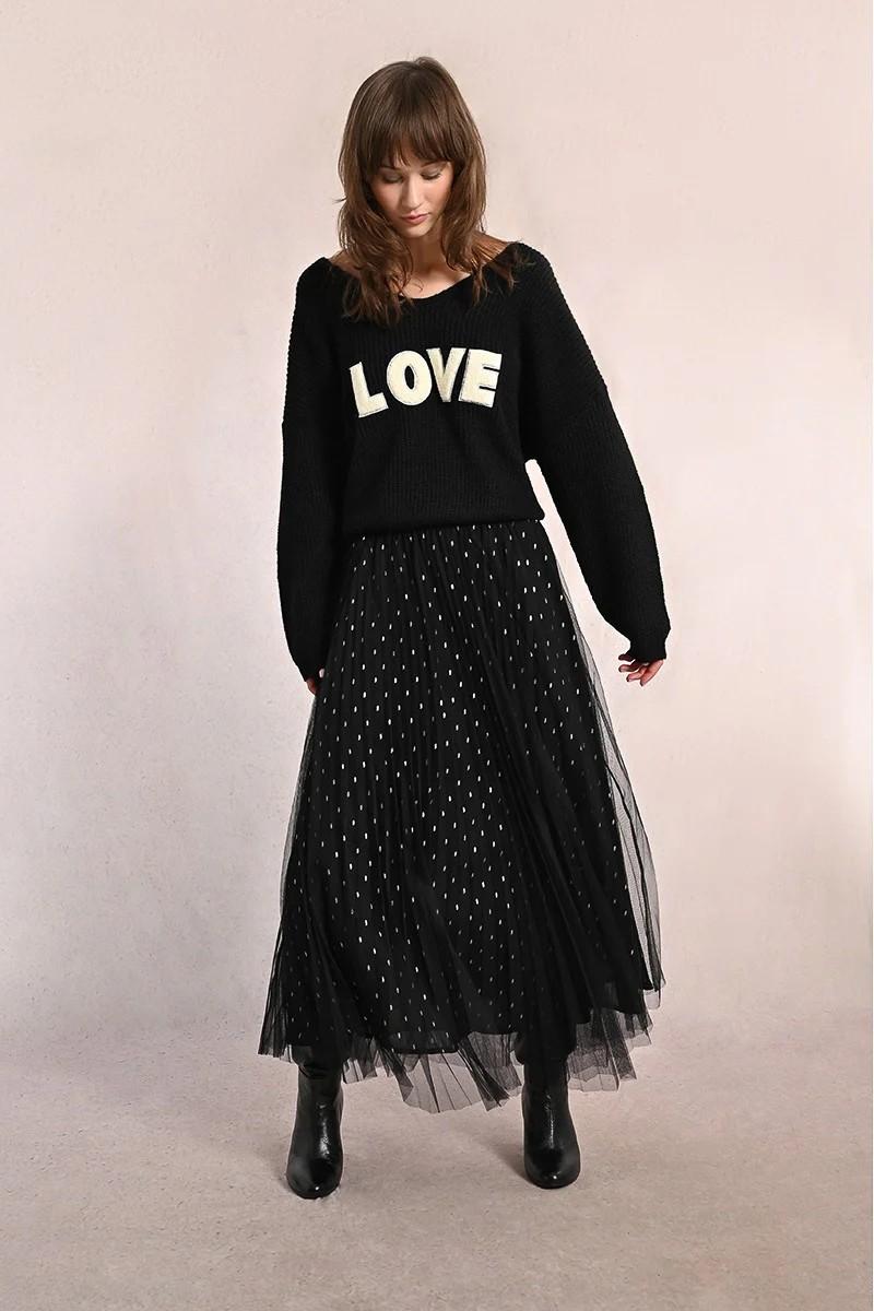 LADIES KNITTED TULE FLARED SKIRT