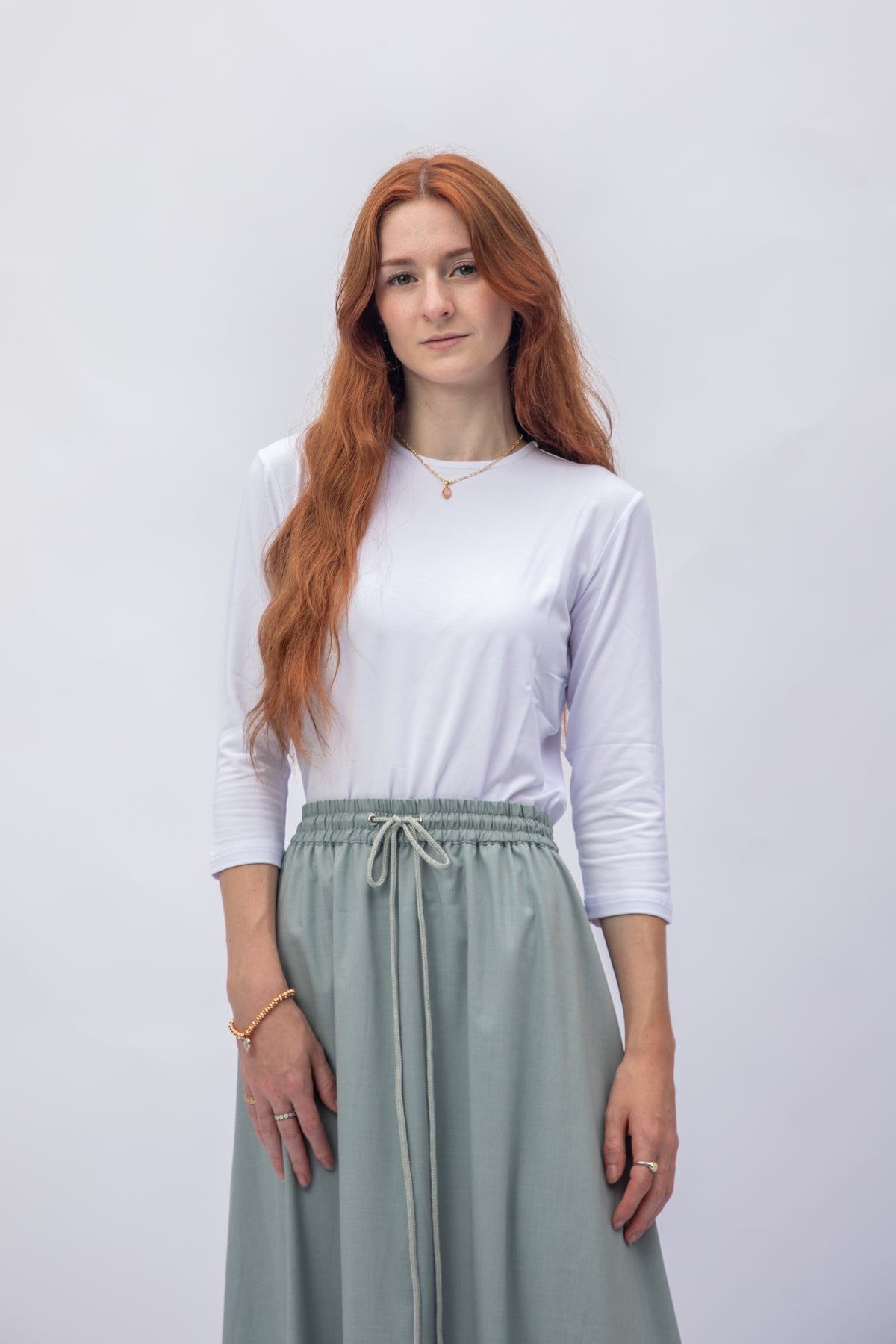Mint Cotton Drawstring Skirt