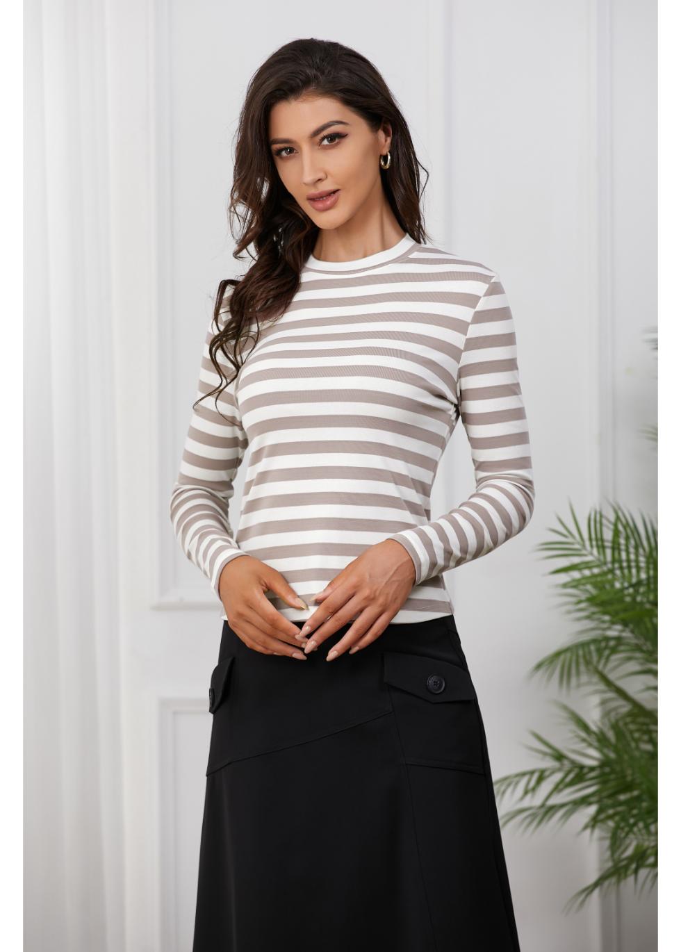 Mauve White Striped T-Shirt