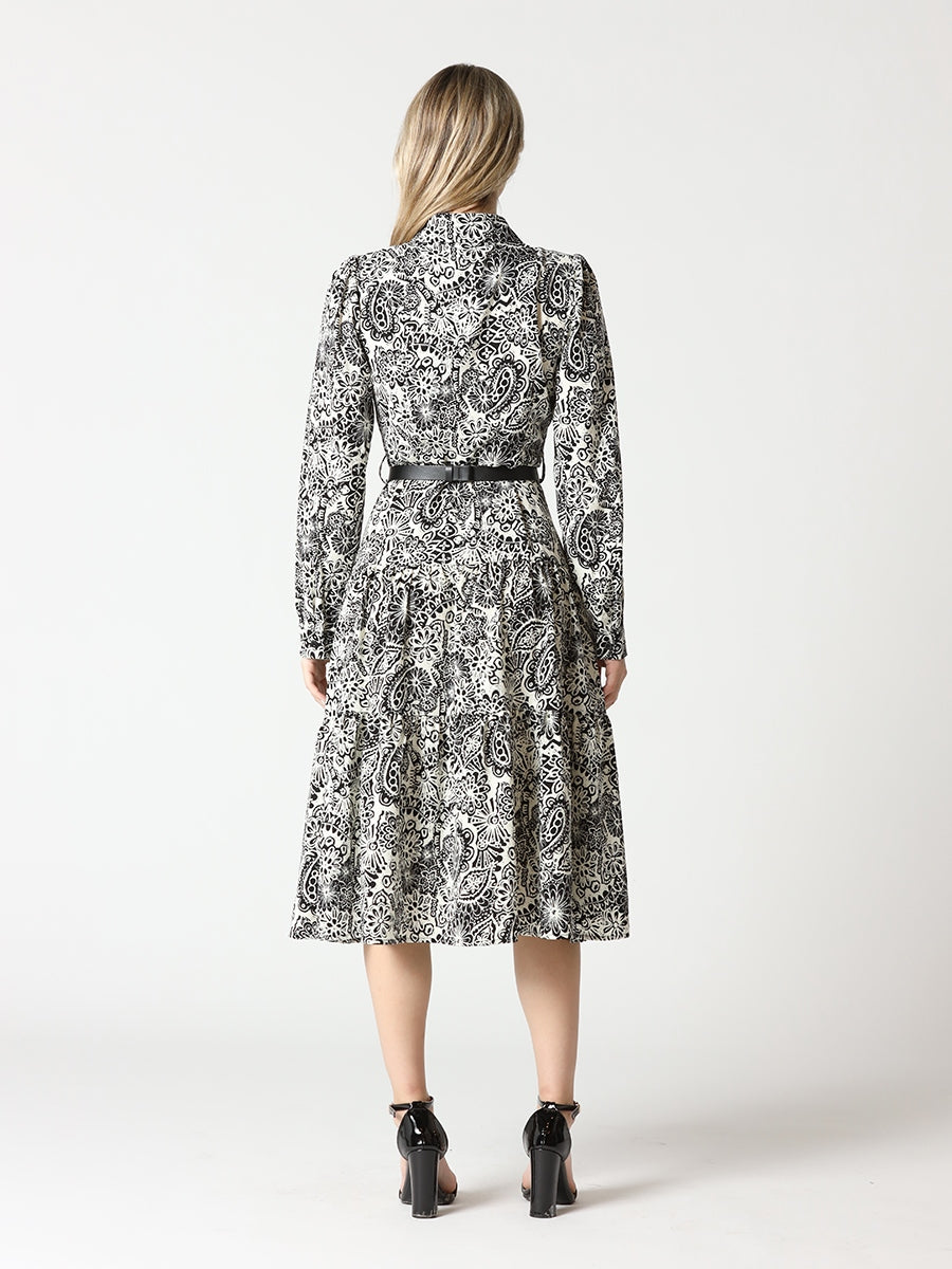Gracia Paisley Print Flare Dress D34593