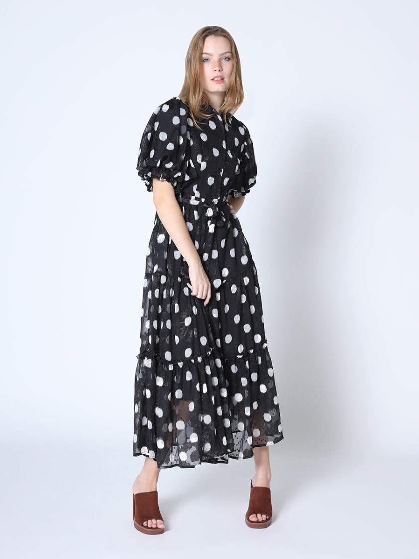Gracia Dot Gathered Dress D34796