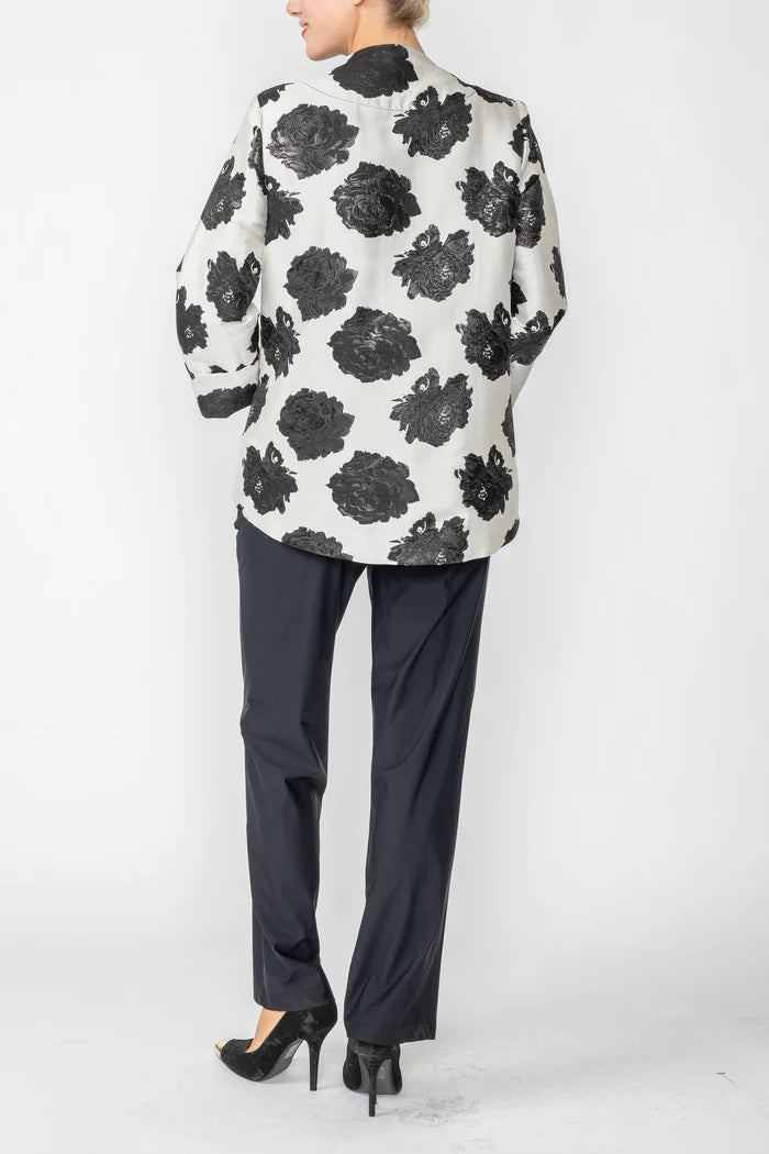 IC Collection Black Floral Jacket - 6128J