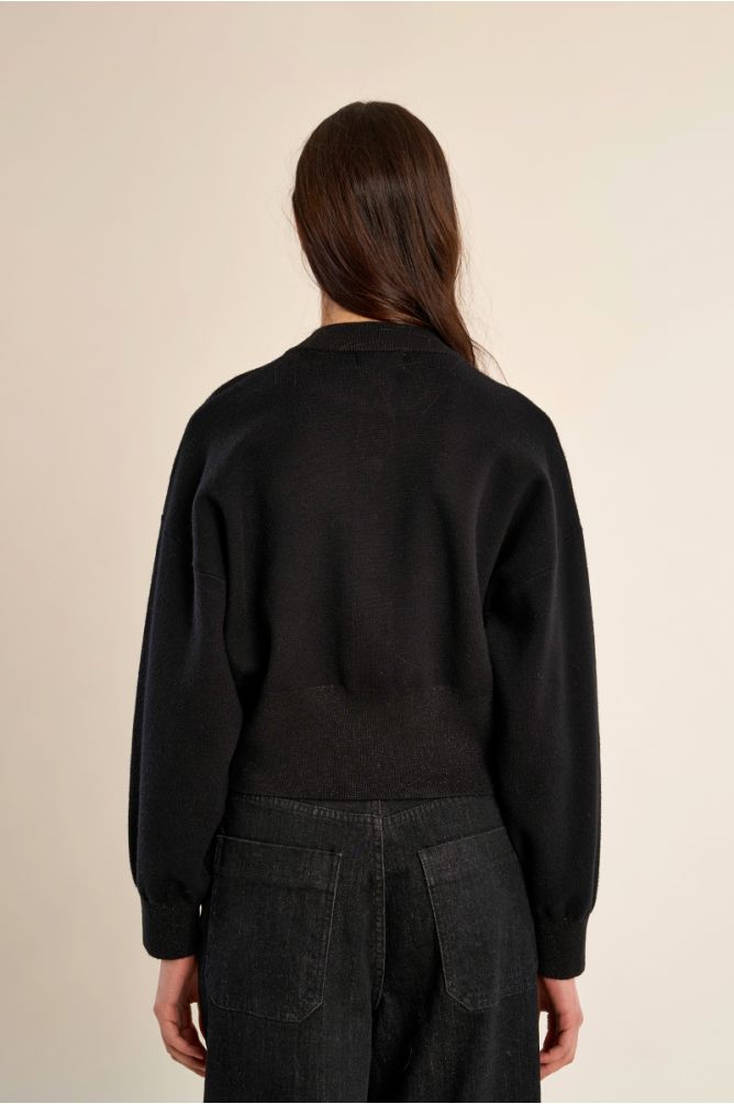 Black Cardigan With Heart Shape Buttons