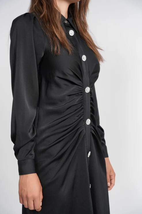 Ruche Satin Dress