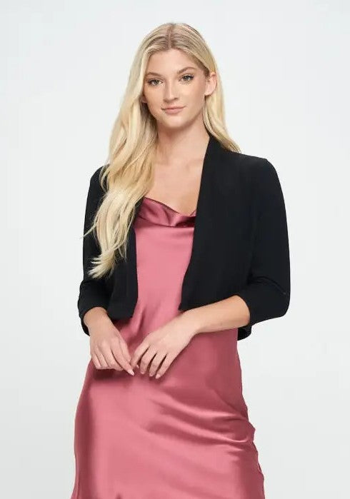 Brushed Knit Cashmere Like Bolero Cardigan