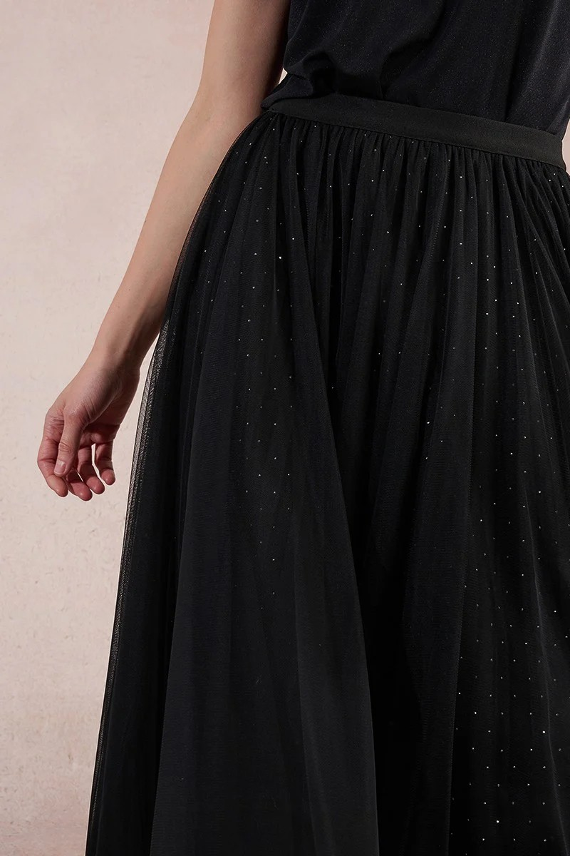 LADIES KNITTED TULE FLARED SKIRT