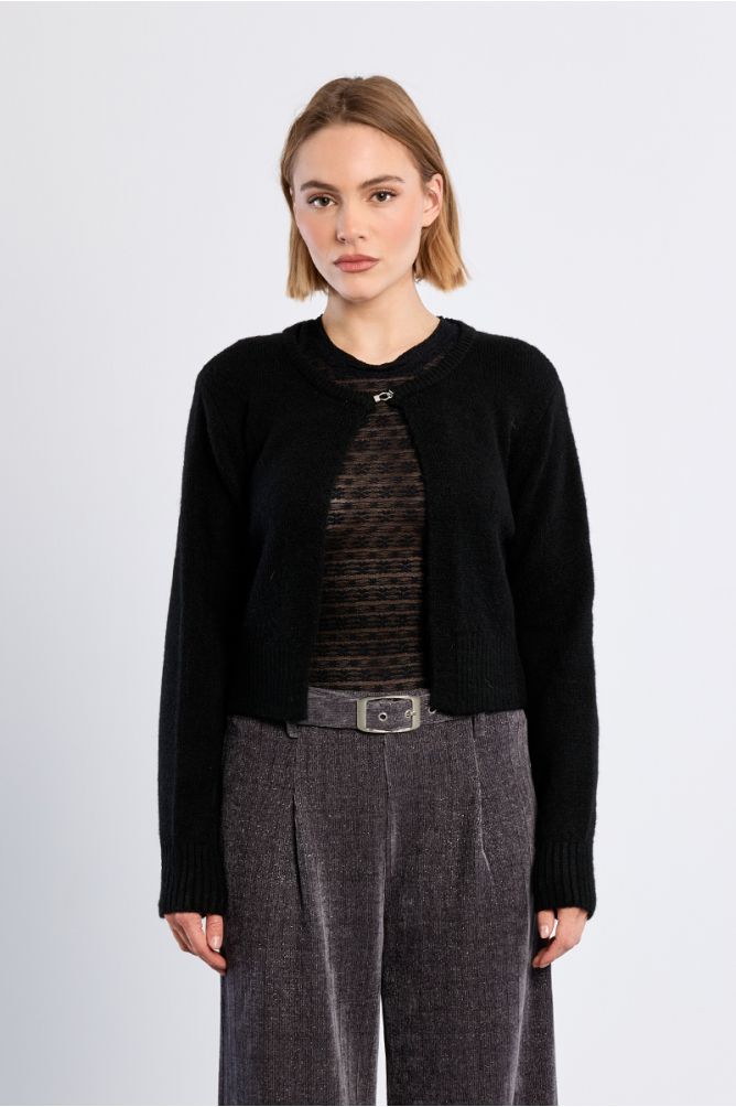 Black Open Cardigan