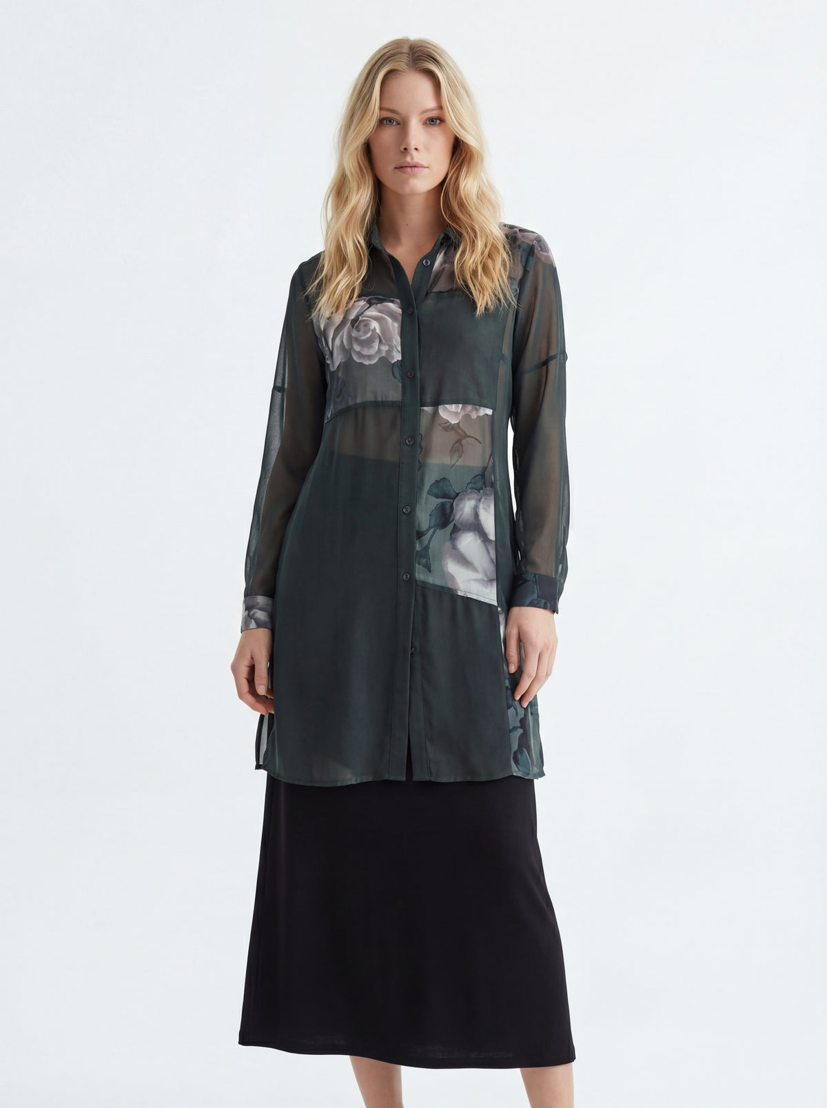 Sheer Chiffon Blouse + Bamboo Jersey Maxi - 07