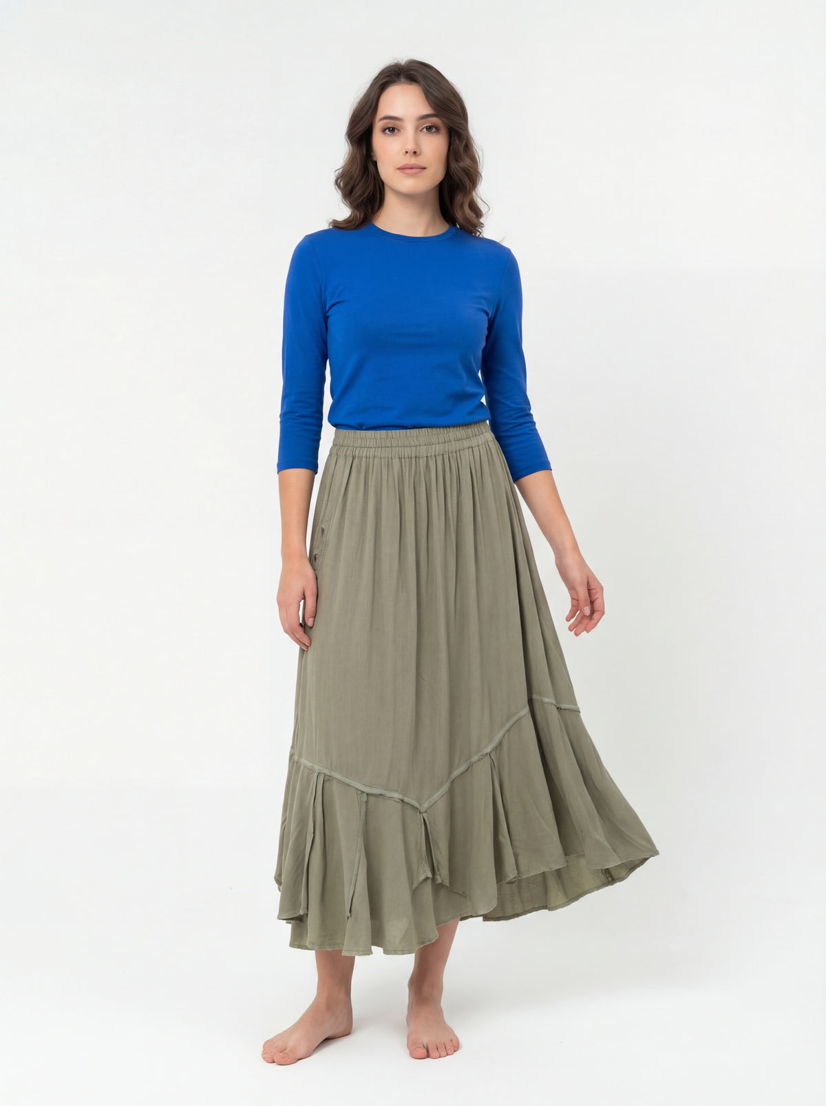 Basic Shirt Top + Cotton Skirt - 10