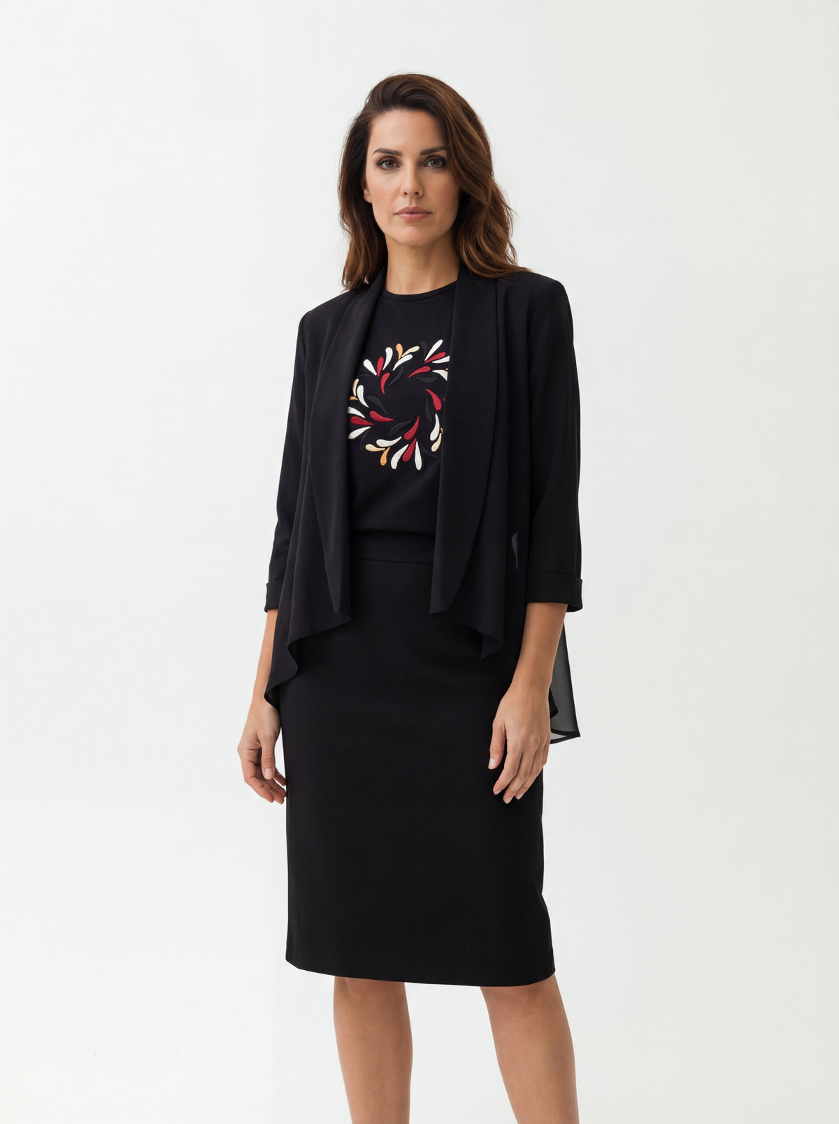 Top + Tapered Pencil Skirt + Bali Jacket Black - 07