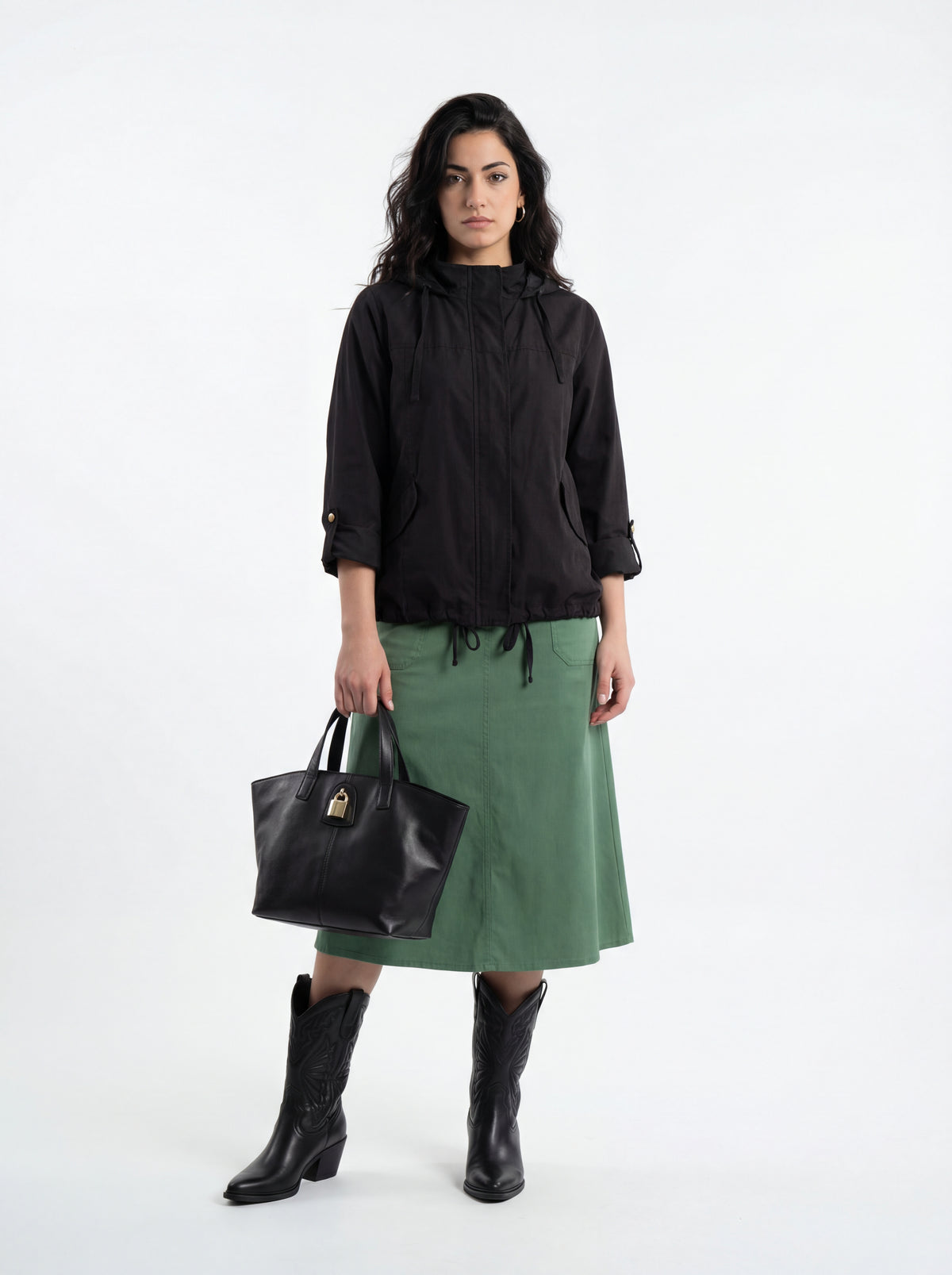Women's Savannah Black + Plus Snap Button + Emerald Corduroy Skirt + Madison Maison x Joan - 03