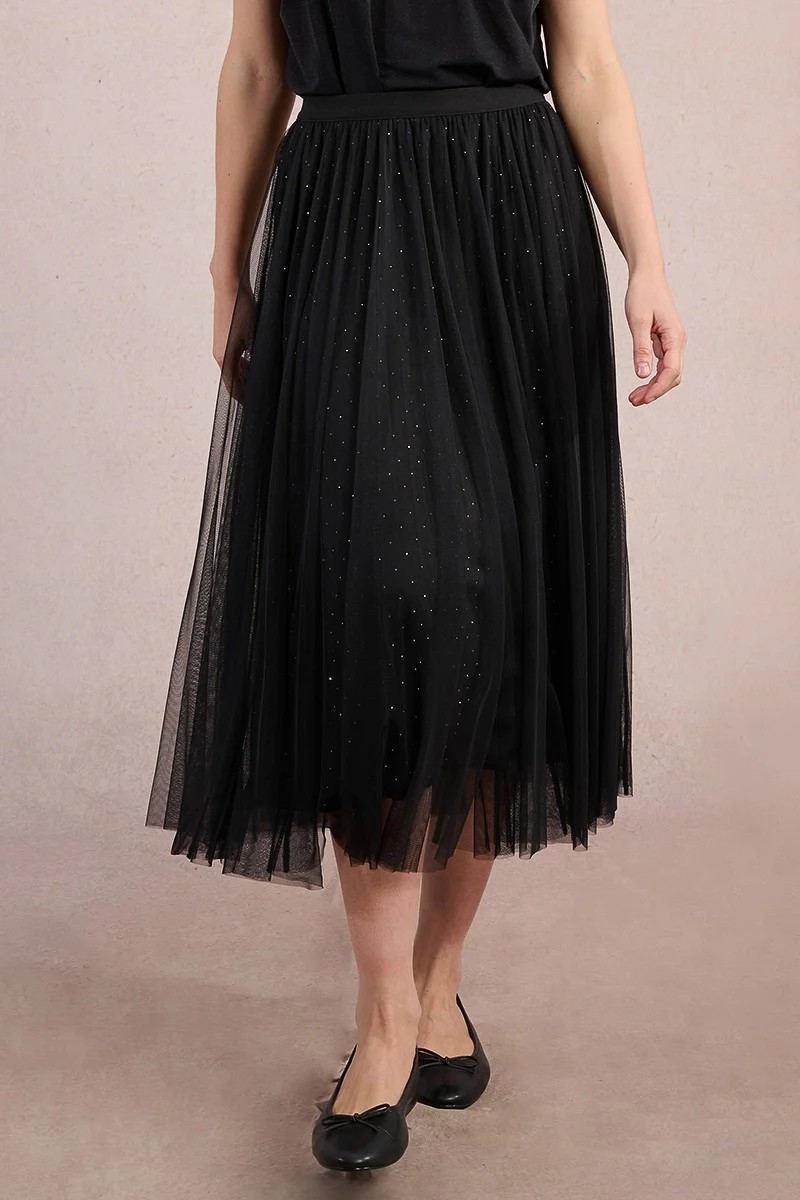LADIES KNITTED TULE FLARED SKIRT