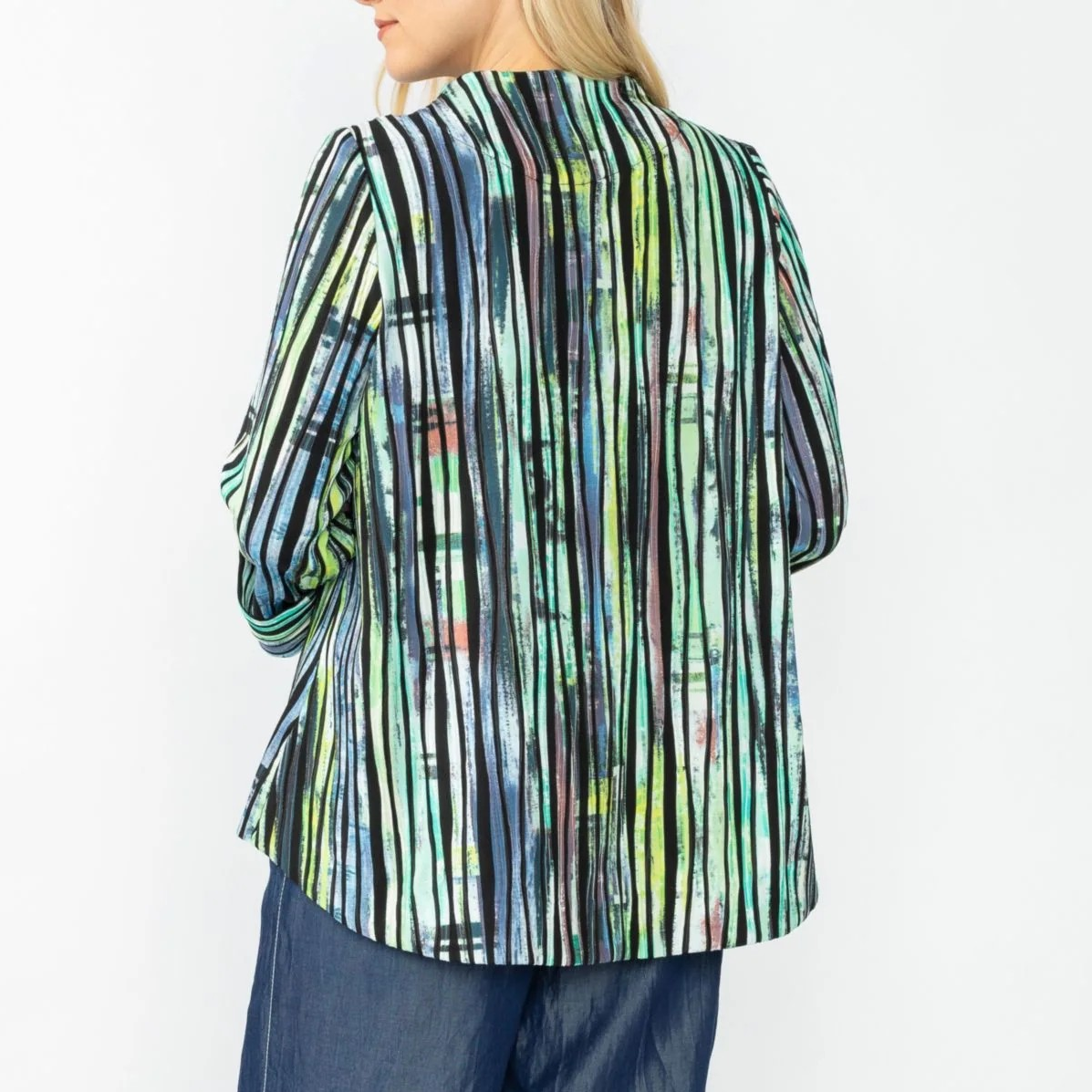 IC Collection Green and Blue One Button Jacket 6942J