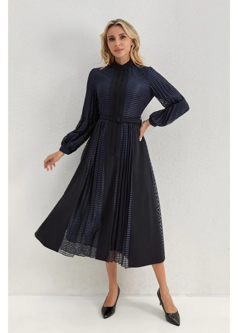 Deep Navy Bloom Midi Dress