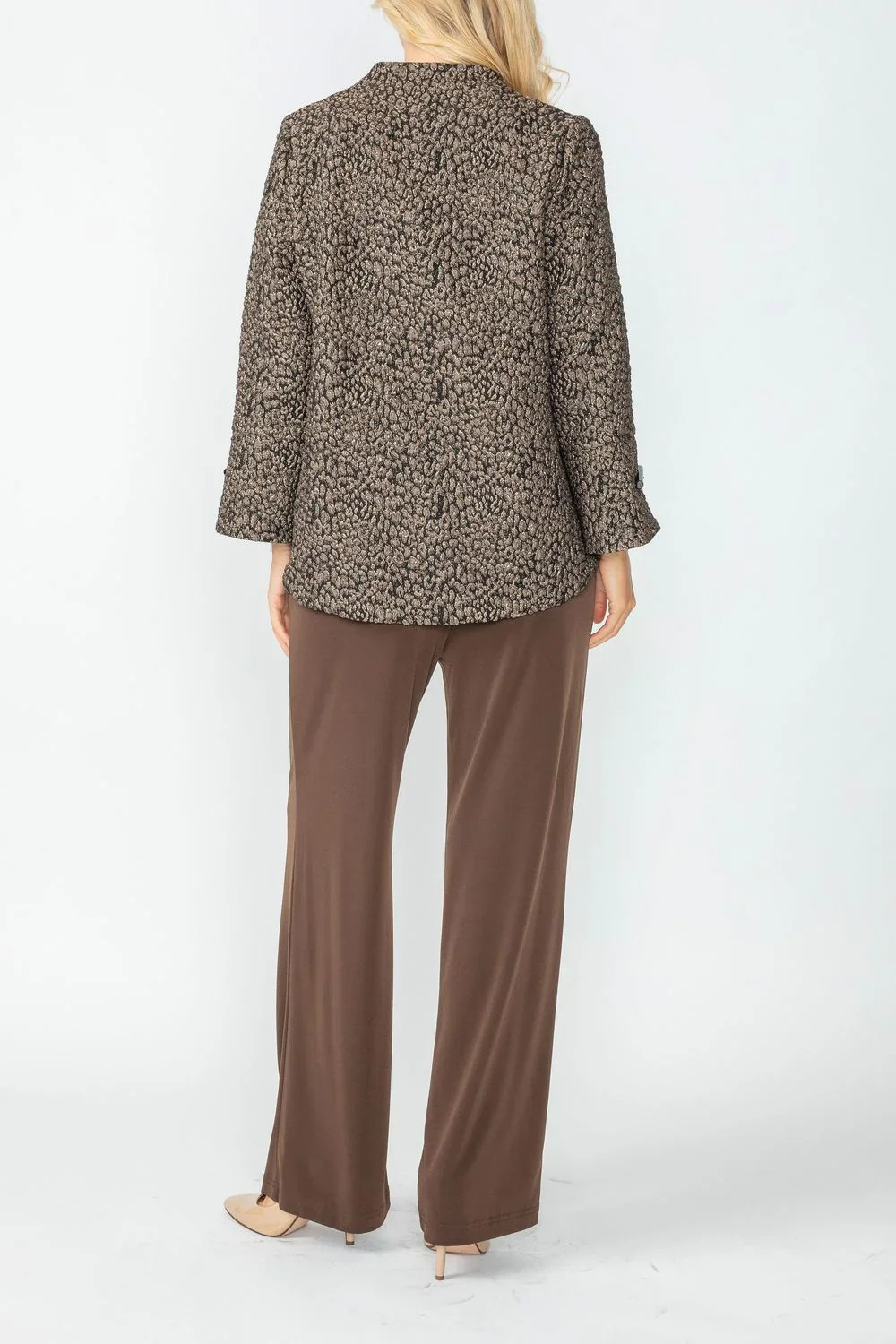IC Collection Mocha Mix Metallic Asymmetrical Jacket Style 5341J