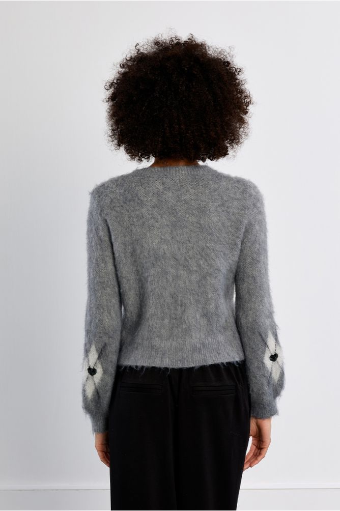 Grey Plaid Cardigan
