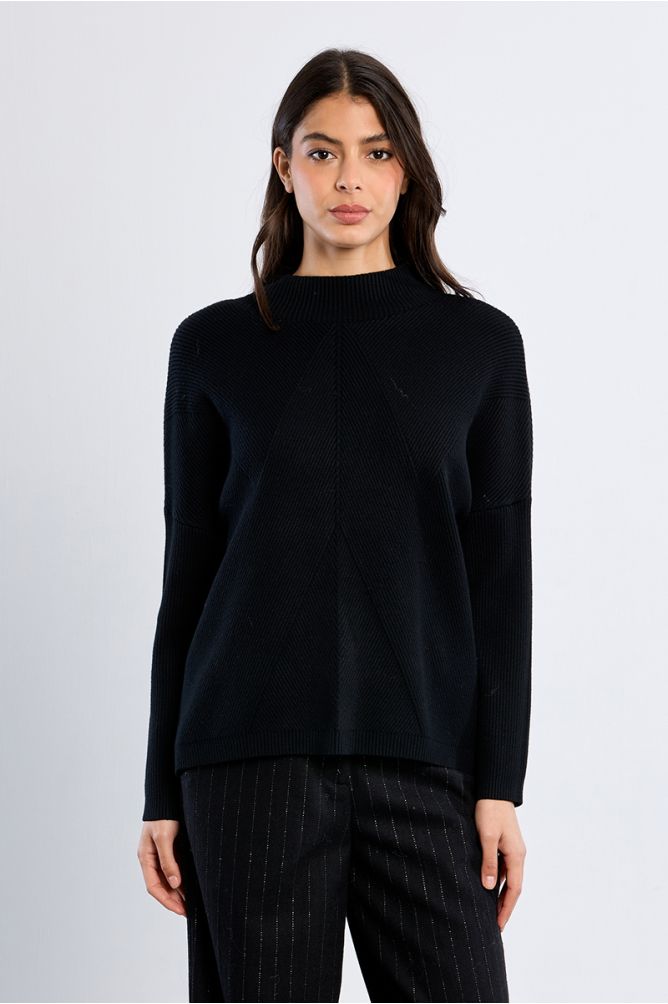 Plain Ribbed Knit Sweater