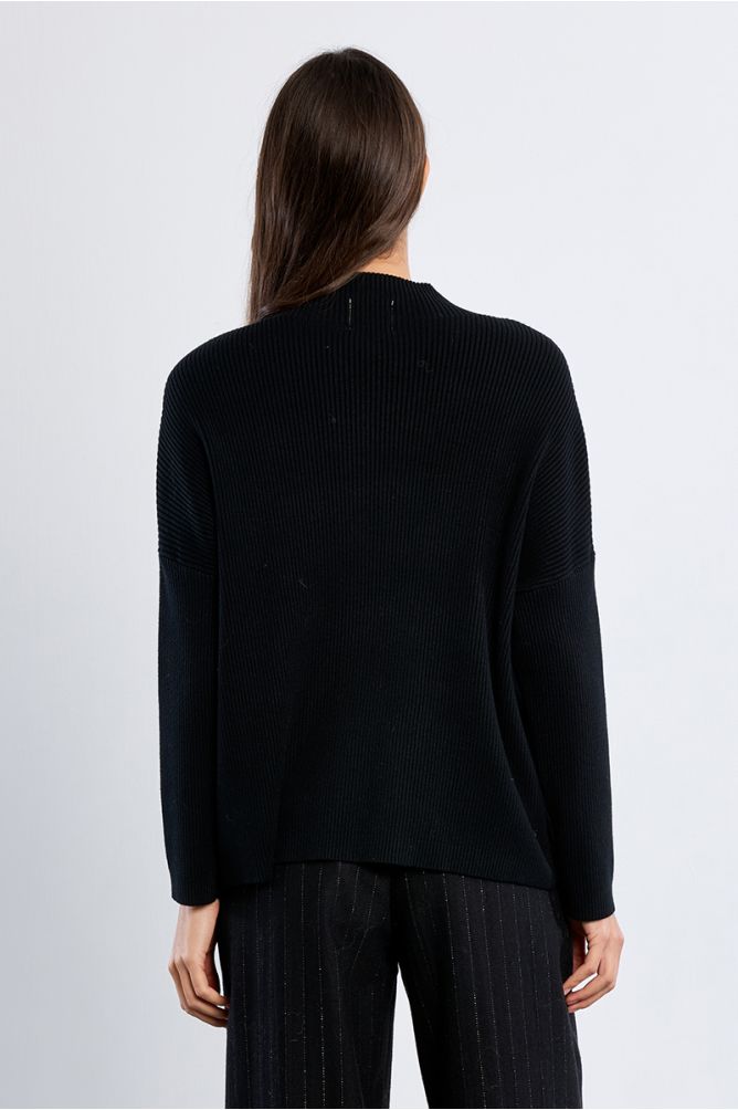 Plain Ribbed Knit Sweater