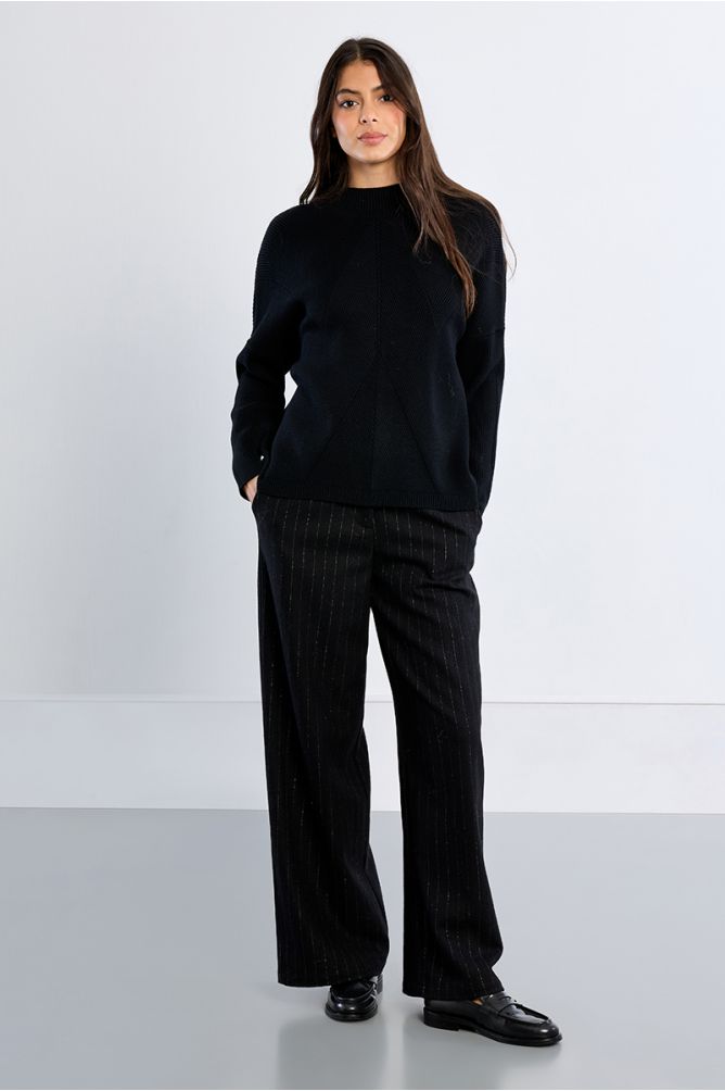 Plain Ribbed Knit Sweater
