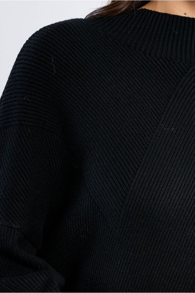 Plain Ribbed Knit Sweater