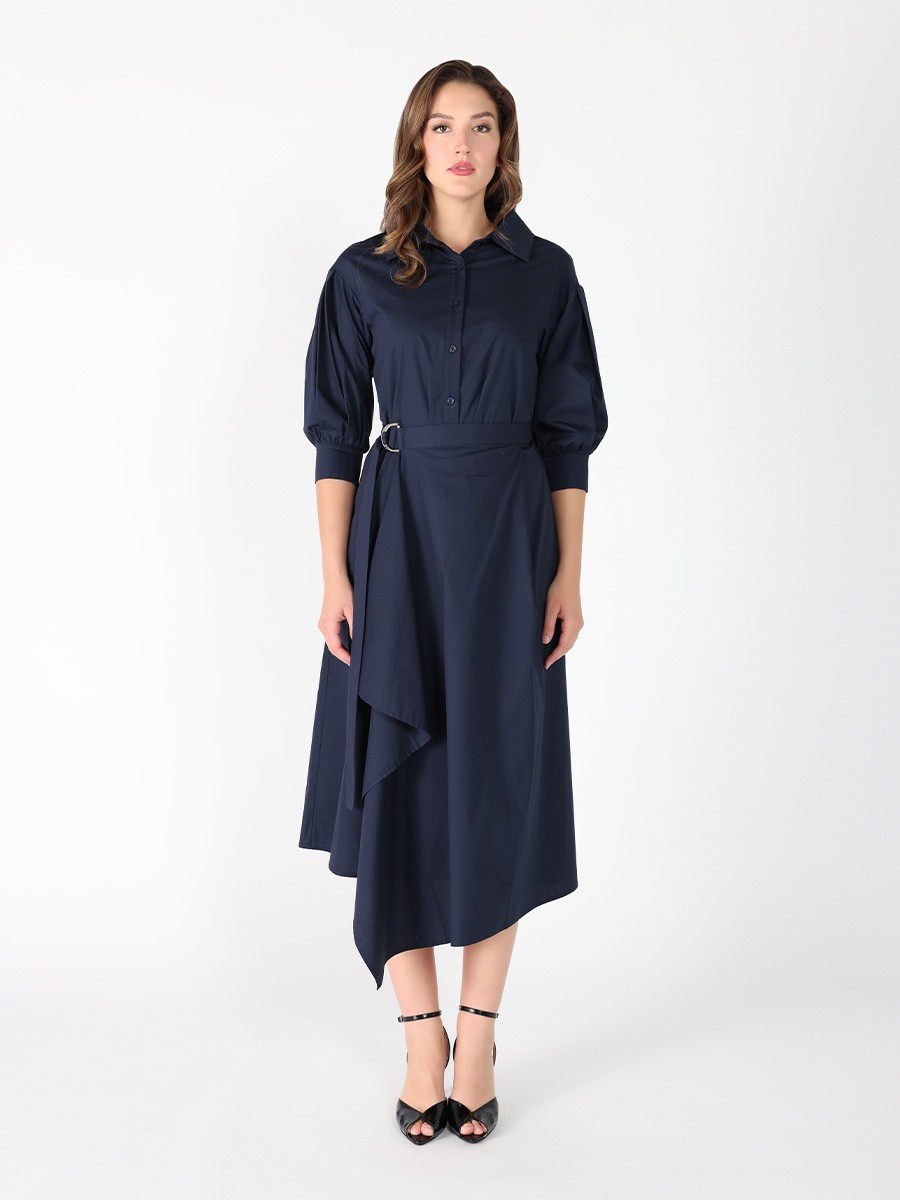 Bottom Wrap Shirt Collared Dress D38756