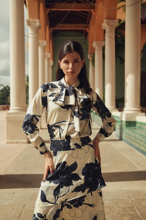 Santorini Midnight Floral Top
