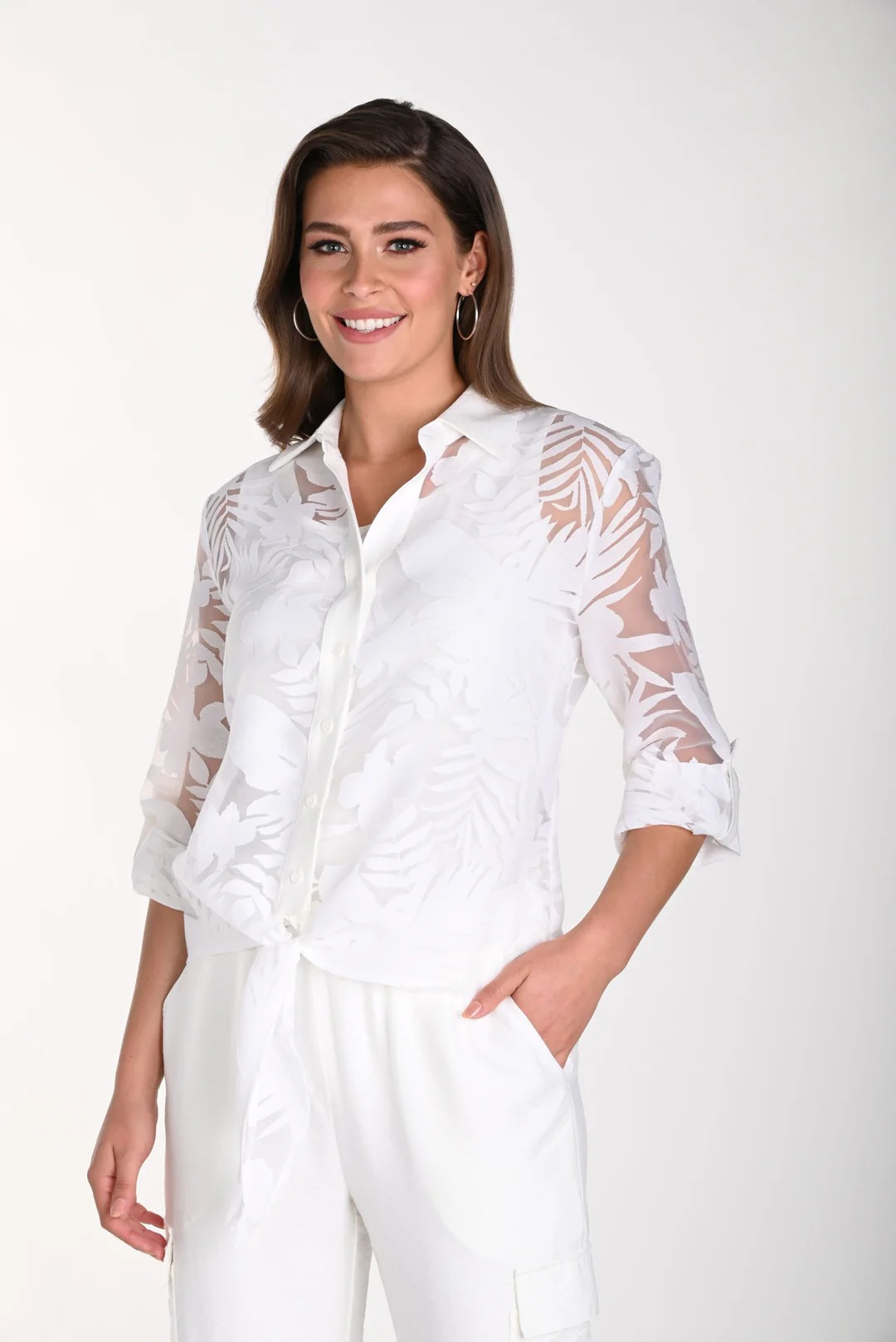 Off-White Floral Print Blouse Frank Lyman 241188