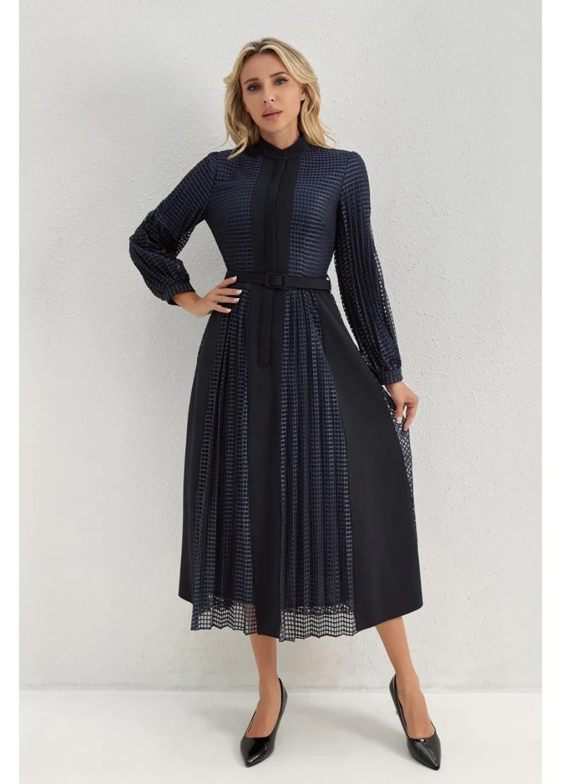 Deep Navy Bloom Midi Dress