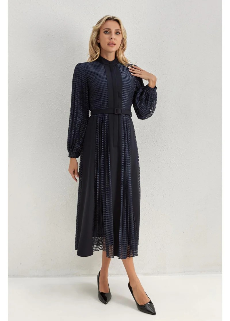 Deep Navy Bloom Midi Dress