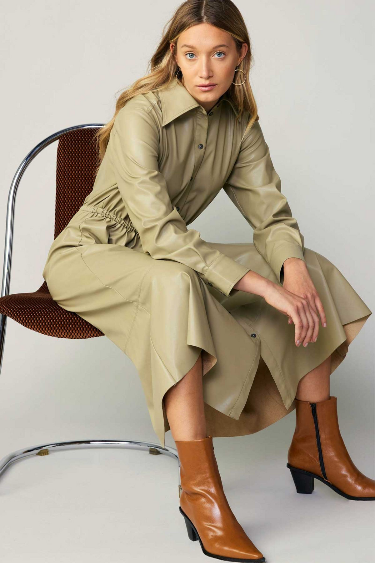 Pleather Shirt Dress